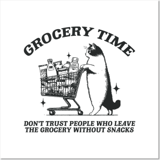 Grocery Time Funny Cat Shirt / Funny Cat Meme Shirt / Ironic Shirt / Weirdcore Clothing / Oddly Specific / Unhinged Posters and Art